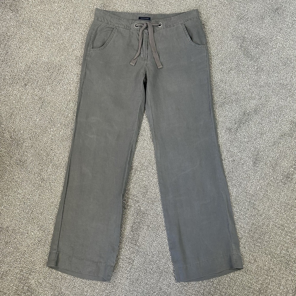 Tommy Hilfiger 100% Linen Straight Leg‎ Pants - Women's 10 - Slate Gray